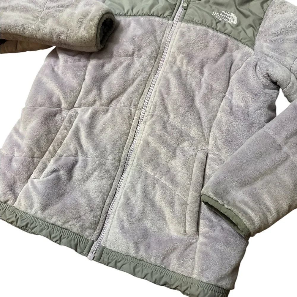 The North Face‎ Girls Size Medium 10/12 Lavender/Gray Reversible Zip Up Coat